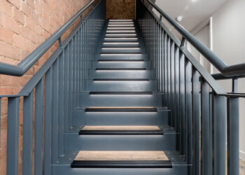 Metal and timber staircase at Kryolan Covent Garden Metal and timber staircase