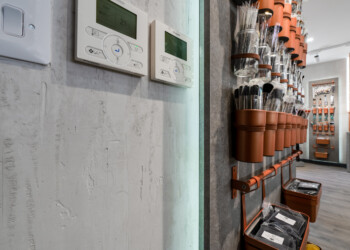Brush display wall at Kryolan Covent Garden Make up brush display at Kryolan Covent Garden