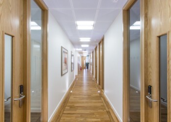 Office corridor with luxury finishes Office corridor with luxury finishes