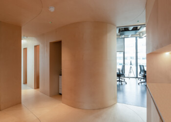 Curved timber wall at Consensys office curved timber interior wall at consensys office