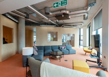 Relaxation area at Consensys office relaxation area with sofas and tv at Consensys office