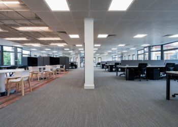 Open plan office interior at Integration House open plan modern office interior