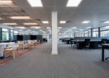 Open plan office interior at Integration House open plan modern office interior