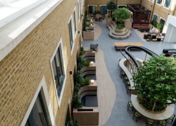 View of atrium interior from above View of atrium interior from above