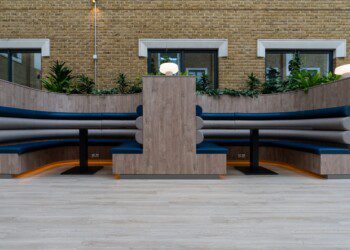 Seating booths at One Arlington Square Modern seating booths in one arlington square