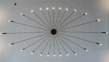 Modern chandelier at 21 Bedford Square Modern black feature chandelier