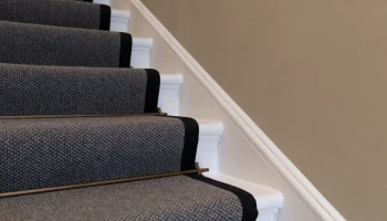 Grey stair runner with black border Grey stair runner with black border