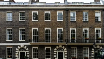 Exterior of 21 Bedford Square exterior of Georgian mansion house in Bedford Square, London