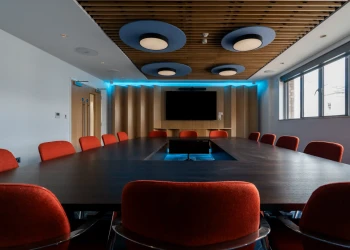 Boardroom layout at Olympia Henley Suite modern boardroom layout