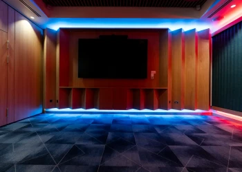 Coloured LED lighting at Olympia Henley Suite blue and red led lighting in olympia henley suite