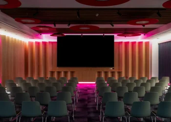 LED lighting at Olympia Henley Suite Conference room with pink LED lighting