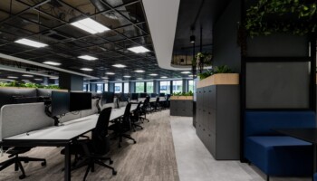 Open plan office at Acturis office Hatton Garden Open plan office at Acturis office fit out in Hatton Garden