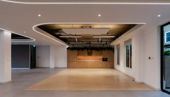 Open plan ground floor office with kitchen area at Arlington Square Open plan ground floor office with kitchen area