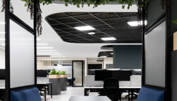 Seating at Acturis office Hatton Garden navy seating at Acturis office fit out in Hatton Garden