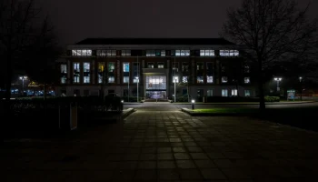 One Arlington Square exterior at night One Arlington Square exterior at night